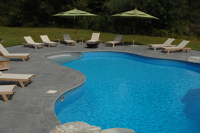 Swimming pool and stamped concrete project example 108
